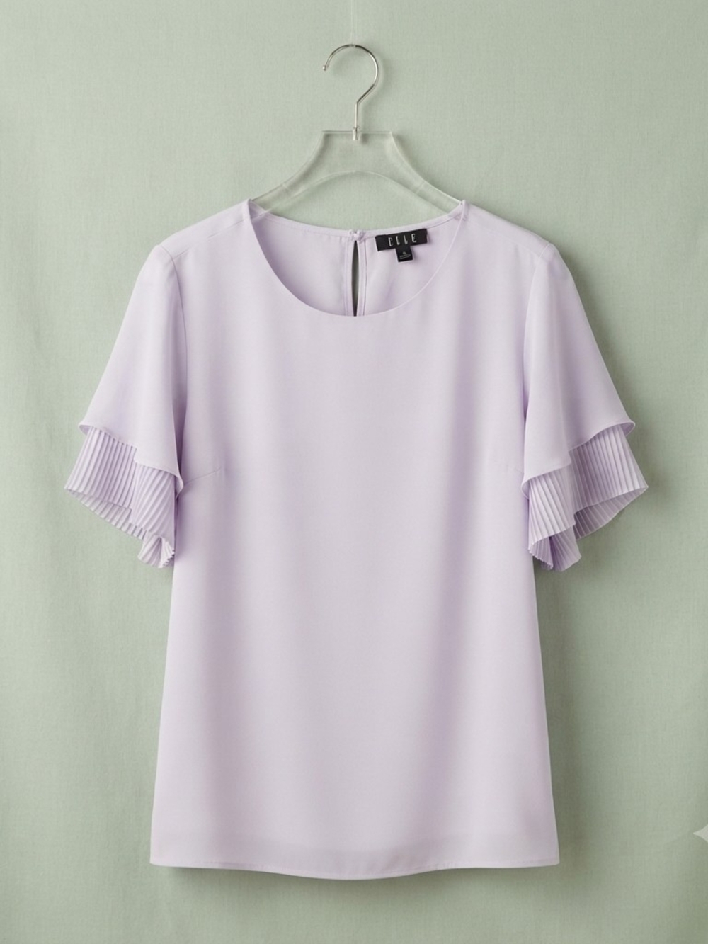 Elle Lilac Short Sleeve Pleated Flutter Top